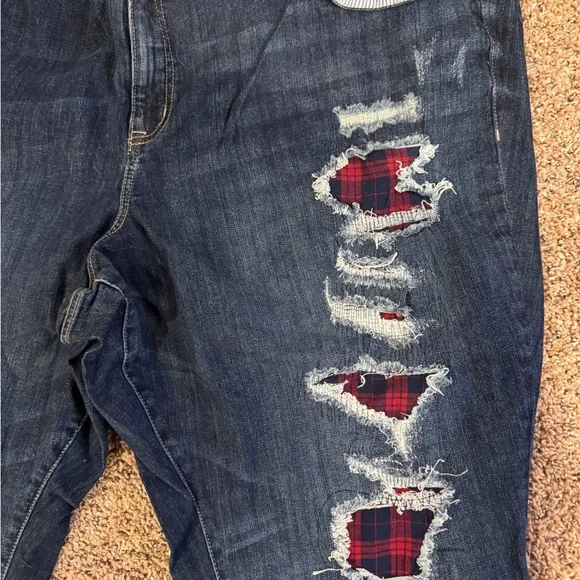 Torrid Plaid Distressed Jeans - Picture 2 of 7